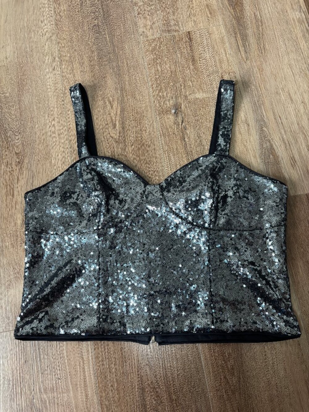 New York & Company Sequin Crop Top - Size XL NWT